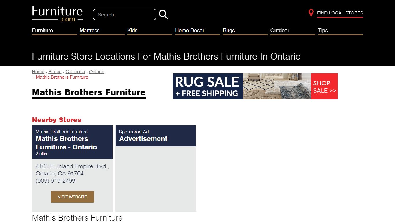 Mathis Brothers Furniture Near You in Ontario, California